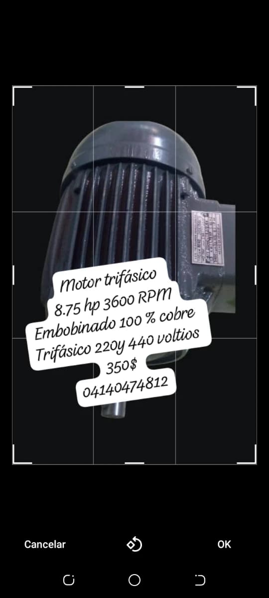 Motor trifásico 2.3 hp 3600 RPM embobinado 100 % cobre marca aeg totalmente nuevo 170$ 04140474812